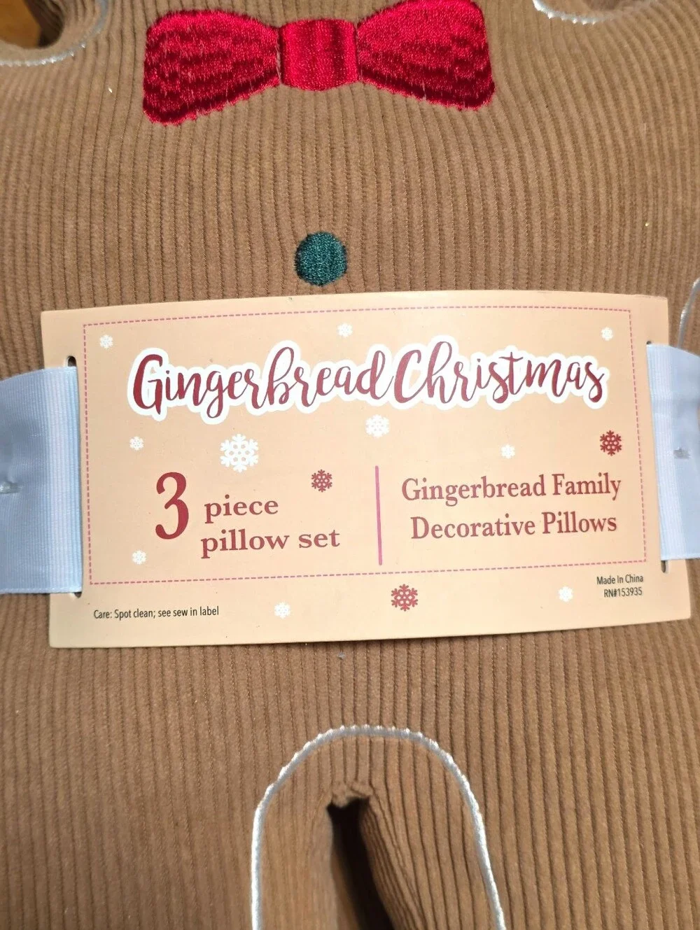 Gingerbread Family Decorative Pillows - 3 Piece Set
